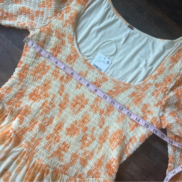 Free People It’s Fate MIDI Floral Print Dress Yellow Custard Combo Size Large - Picture 14 of 16